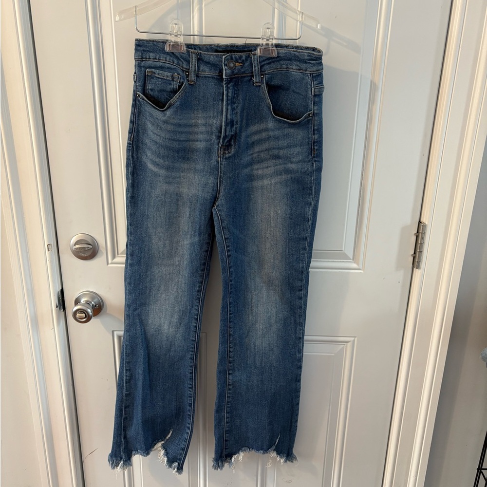 Women's Risen Blue Distressed Jeans